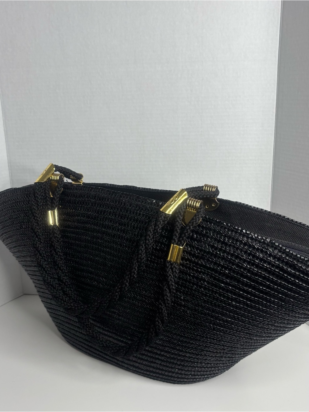 Black Woven Tote Bag - Classic Handheld Style - Picture 5 of 14